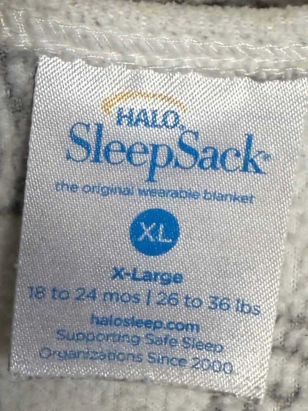 Halo fleece sleep sack, XL, white with gray owl pattern